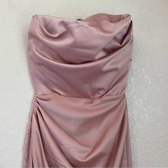 HOUSE OF CB S D-DD‎  'Adrienne' Blush Satin Strapless Gown NWOT - Picture 6 of 14